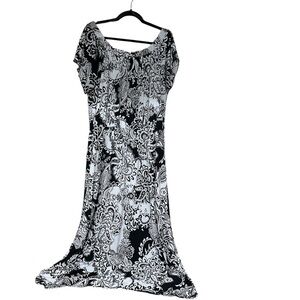 Susan Lawrence Woman Long Summer off the shoulder dress Black/White  Sz2X